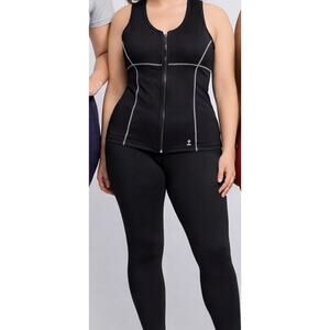 SaunaFX Sweat Vest Womens L Black Zip Neoprene Waist Trainer Workout